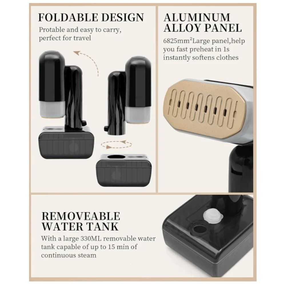 NUOVO Stiratore a Vapore per Vestiti, Ferro da Stiro e Vaporizzatore 2-in-1 per Rimozione Rapida delle Pieghe, 5 Livelli di Temperatura con Display LED, Spina EU