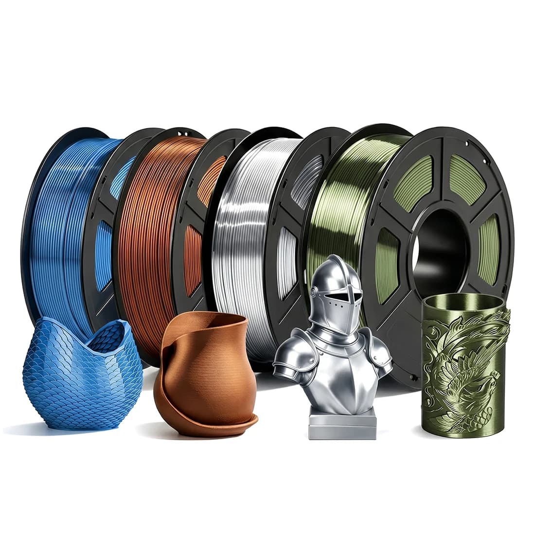 250gx4 Filamento stampante 3D PLA Seta Bronzo rame argento 1,75mm Stampa 3D Materia pla argento Filo blu Imballaggio sottovuoto 250g