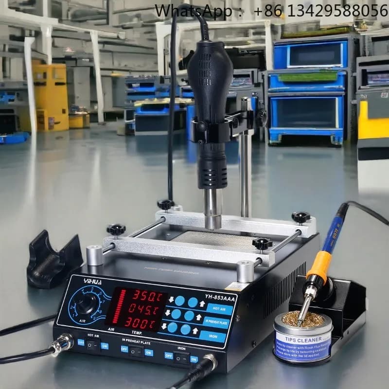 YIHUA 853AAA 3in1 PCB Preheater Soldering Station BGA Rework Station Soldering Iron Heat Gun Welding Station 110V 220V