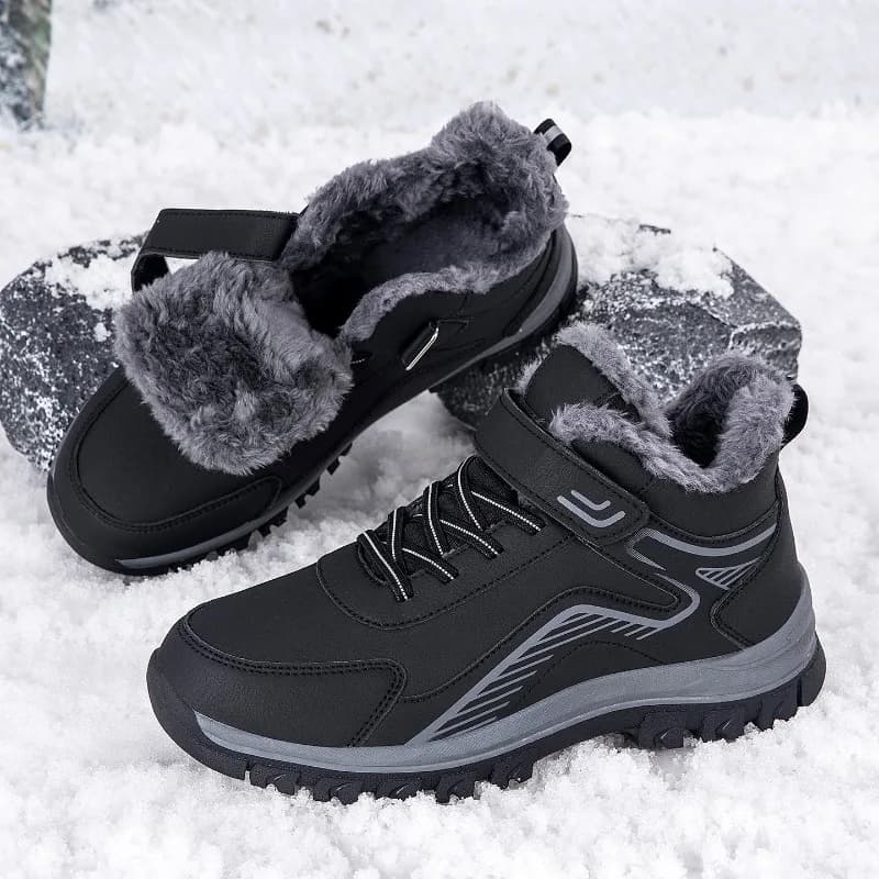 Big Size EU39-45 Unisex Mid High Top Winter Snow Boots FleeceLined Warm CottonShoes Non SlipOutdoor Walking Hiking AnkleSneakers
