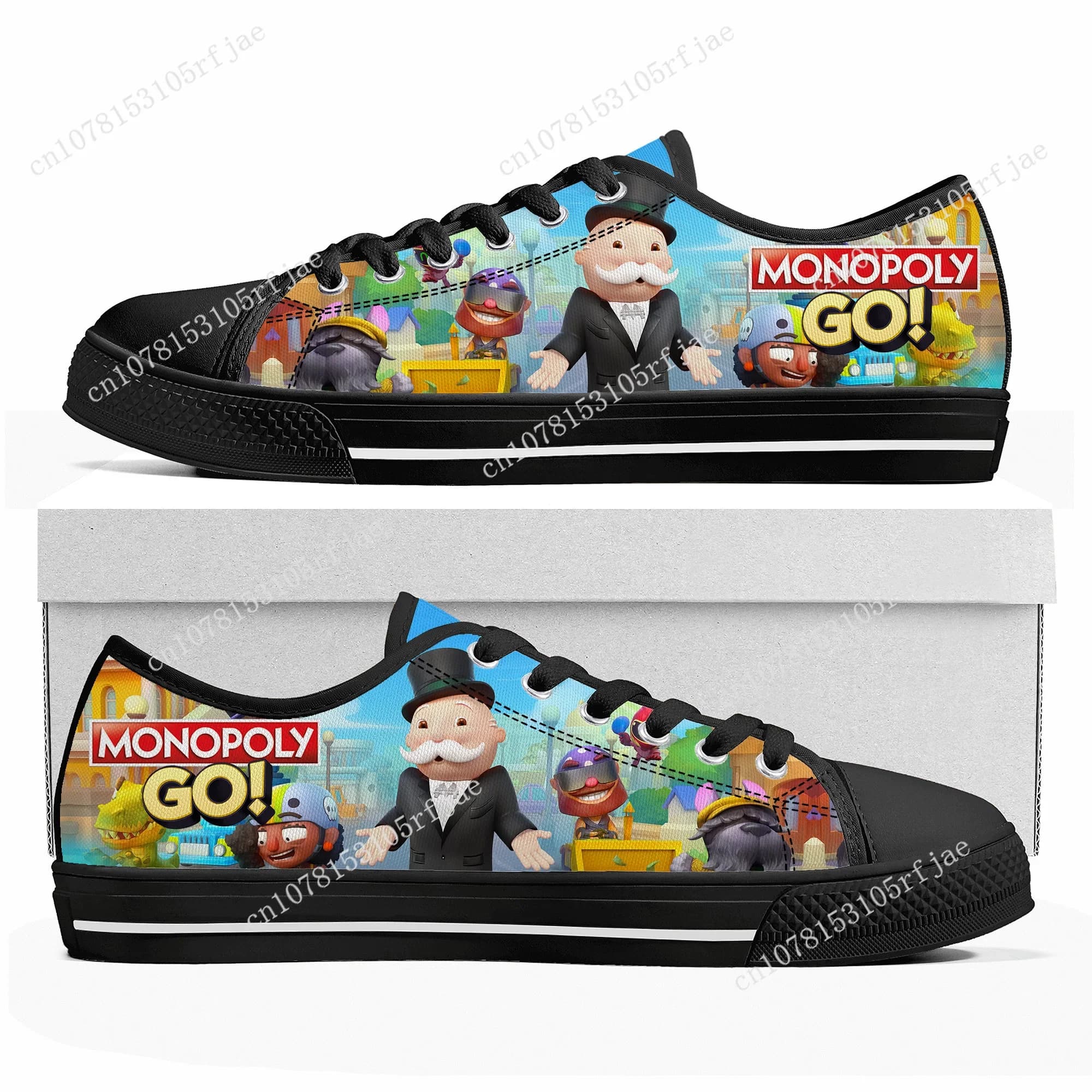 Monopoly Go Low Top Sneakers Hot Cartoon Game Womens Mens Teenager High Quality Shoes Casual Fashion Tailor Made Canvas Sneaker
