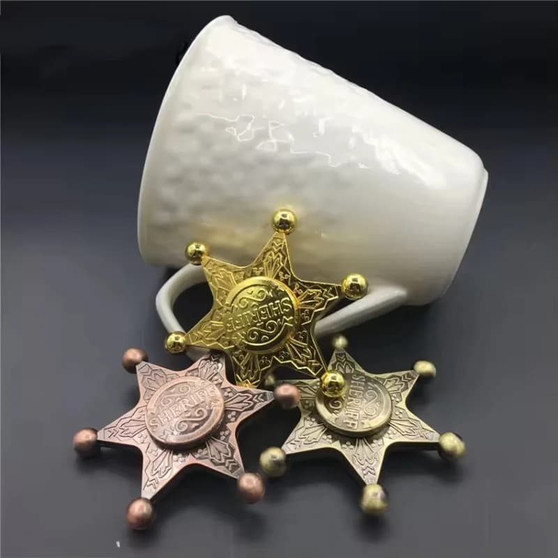 Sheriff esagonale Fidget Spinner EDC Giroscopio rotante in metallo Allevia la pressione e allevia la resistenza alla rotazione del giocattolo antistress