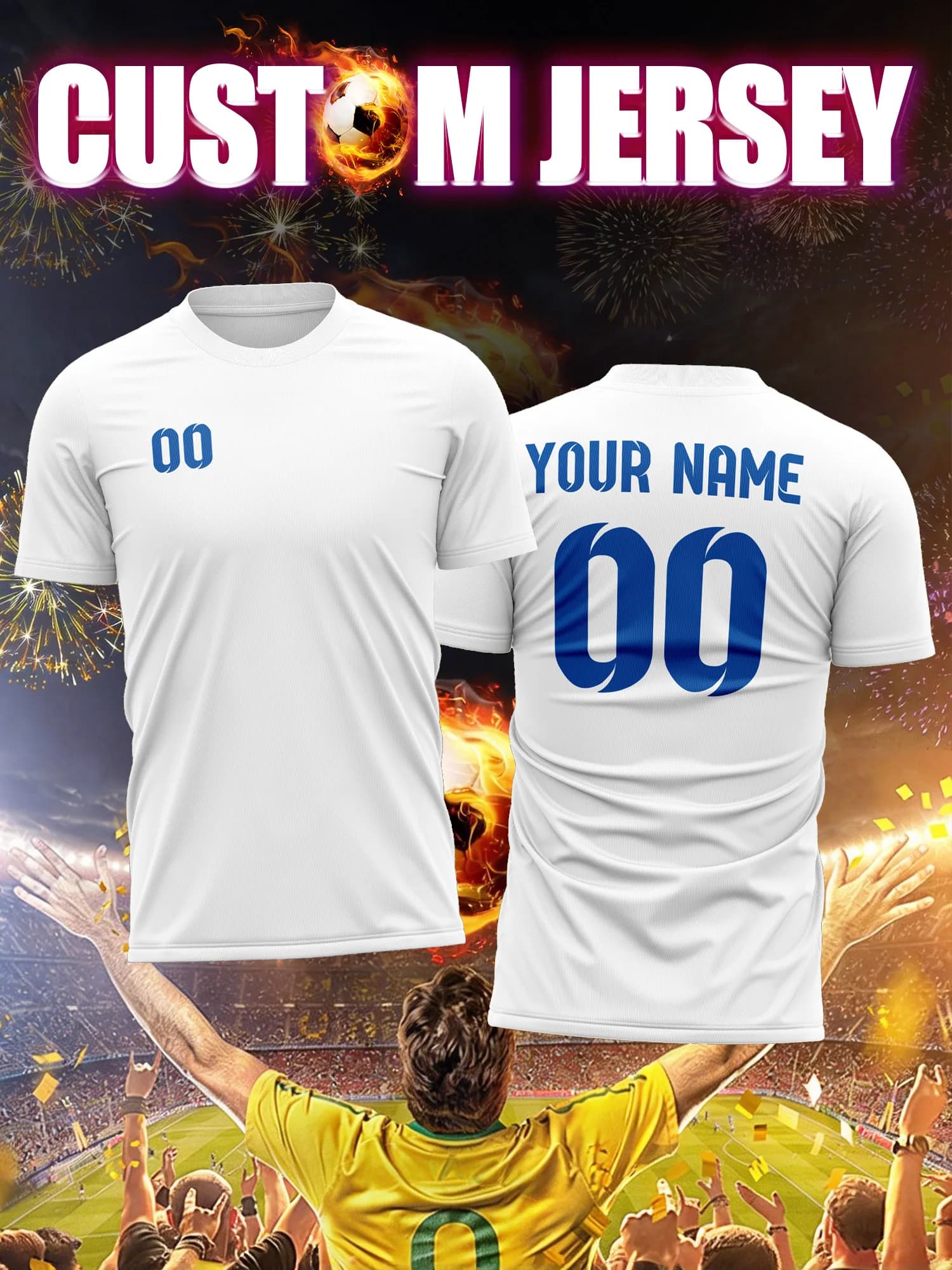 Custom Football Mesh with Picture, Number and Name, Weekend Championship Mesh, Breathable Casual Clothing for Amateur Football Matches