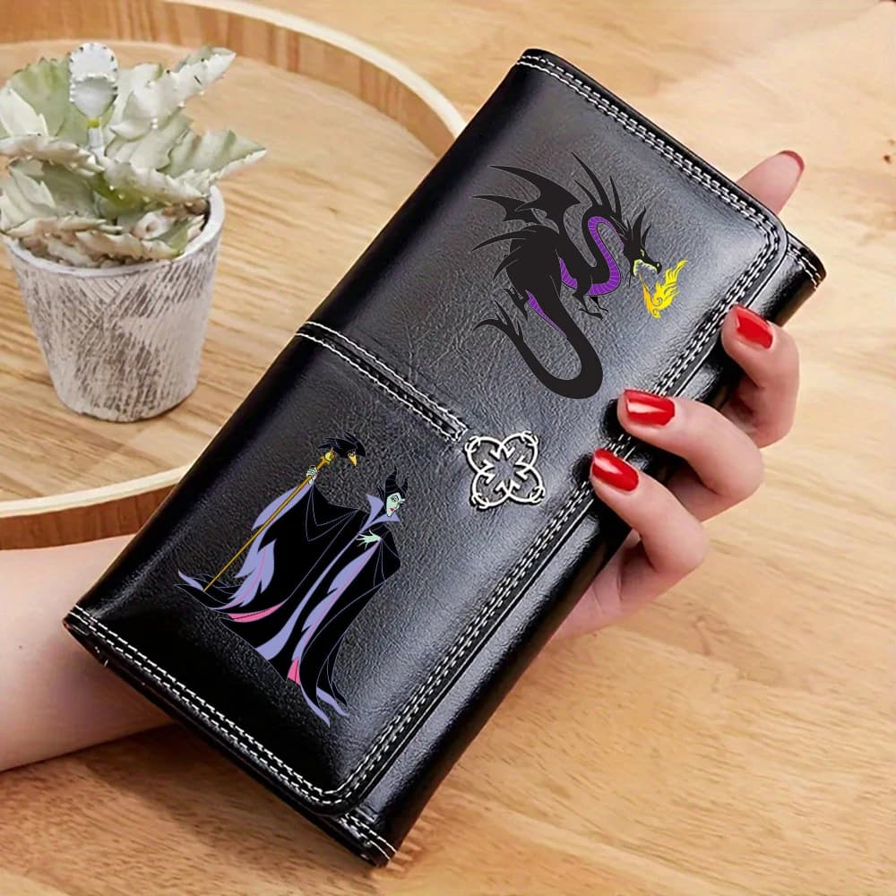 Portafoglio da Donna in Pelle Villains, Lussuoso Portamonete Lungo Firmato con Porta Carte e Tasca Portamonete con Cerniera, Borsa da Donna