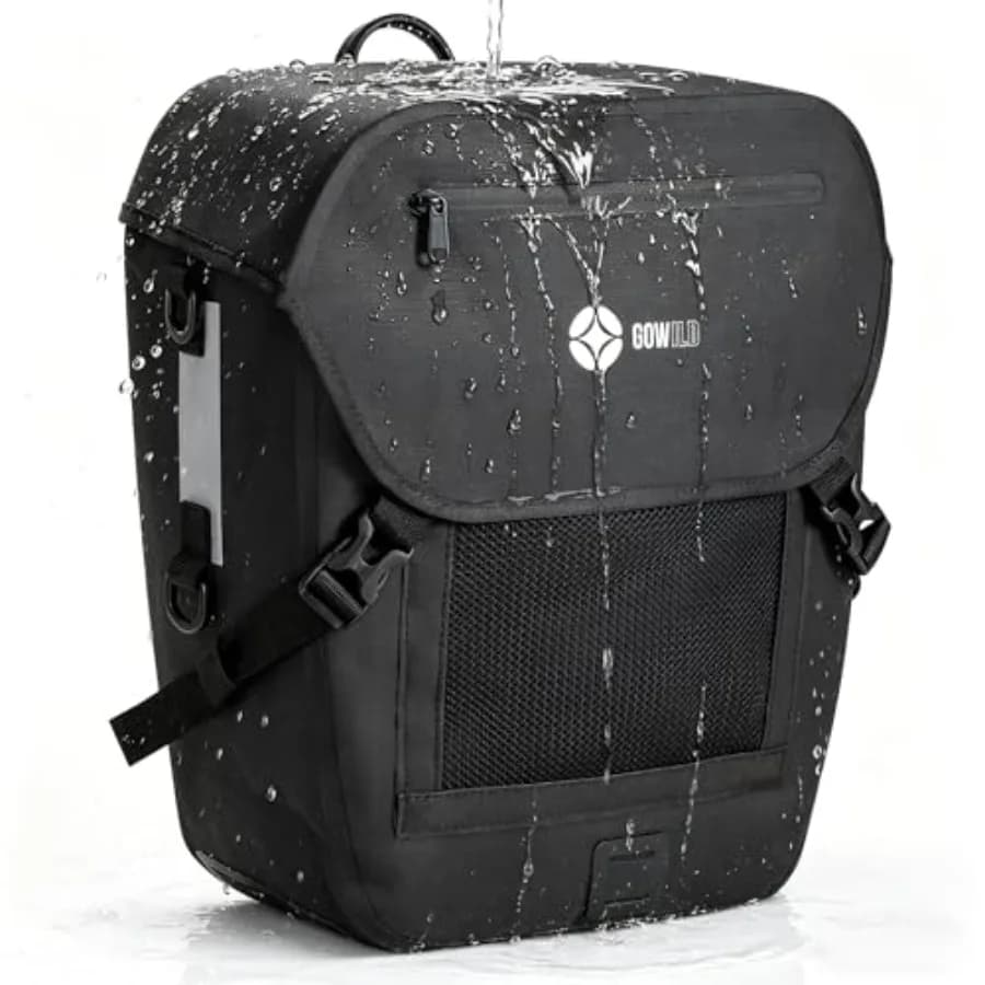 Borsa Portapacchi Impermeabile per Bicicletta 20L, Borsa da Pendolare con Tasca per Laptop, Strisce Riflettenti e Copertura Antipioggia, Resistente