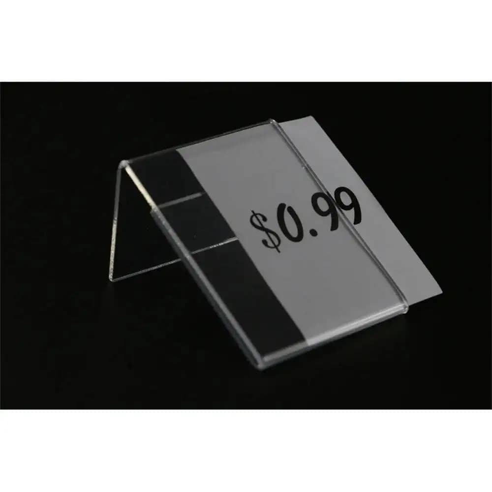 20 pezzi 5x7 cm cornice trasparente nome carta cartellino del prezzo espositore porta etichette vetrina gioielli cartellino del prezzo clip cartello di carta rack