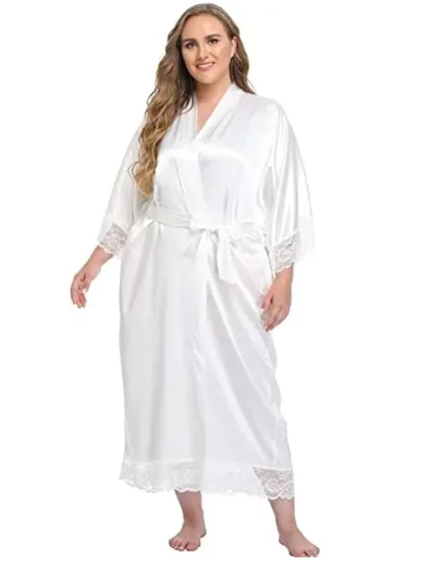 Wedding Dress with Lace Sleeves White Lace Wedding Dress Boudoir Long Wedding Dress Kimono for Women Bridesmaid Dress