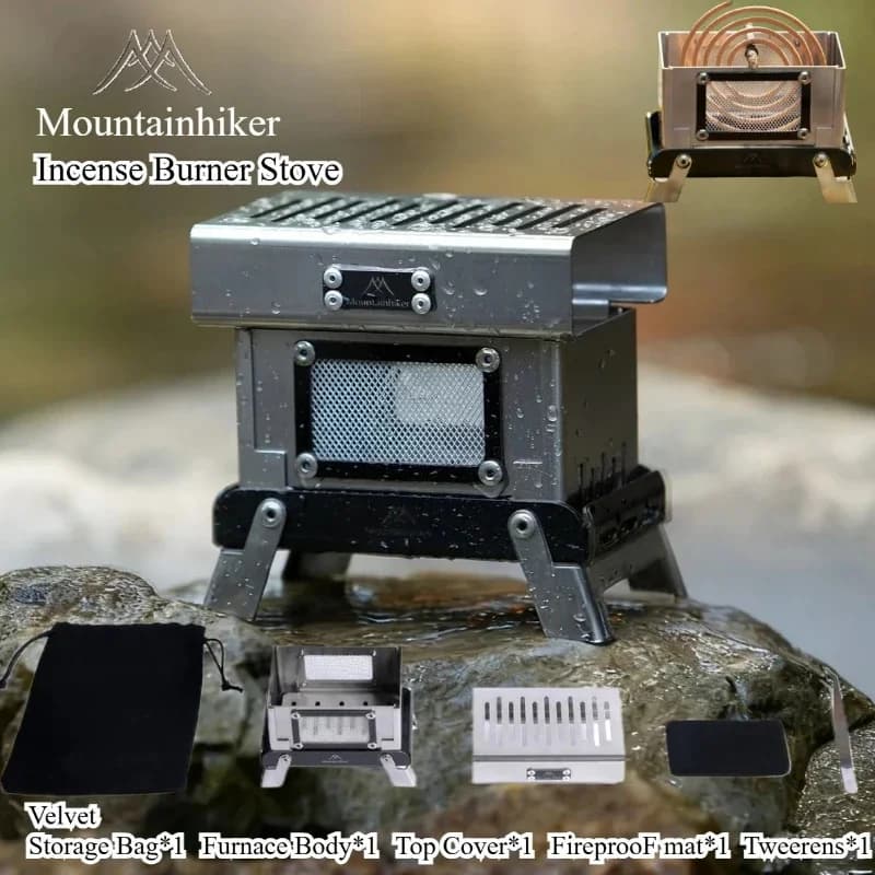 Incense Burner MOUNTAINHIKER 430 Stainless Steel Mosquito Repellent Camping BBQ Portable Mini Outdoor Indoor Folding Stove