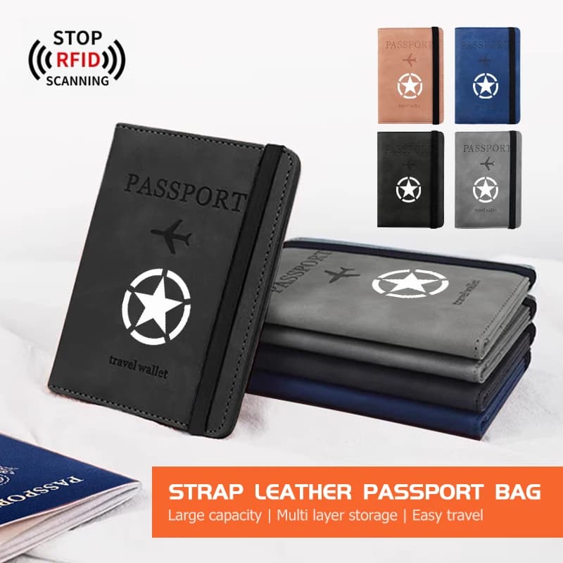 Pu Leather Strap Passport Bag RFID Card Holder Protective Cover For Jeep Cherokee Wrangler JK JL Patriot Liberty Commander