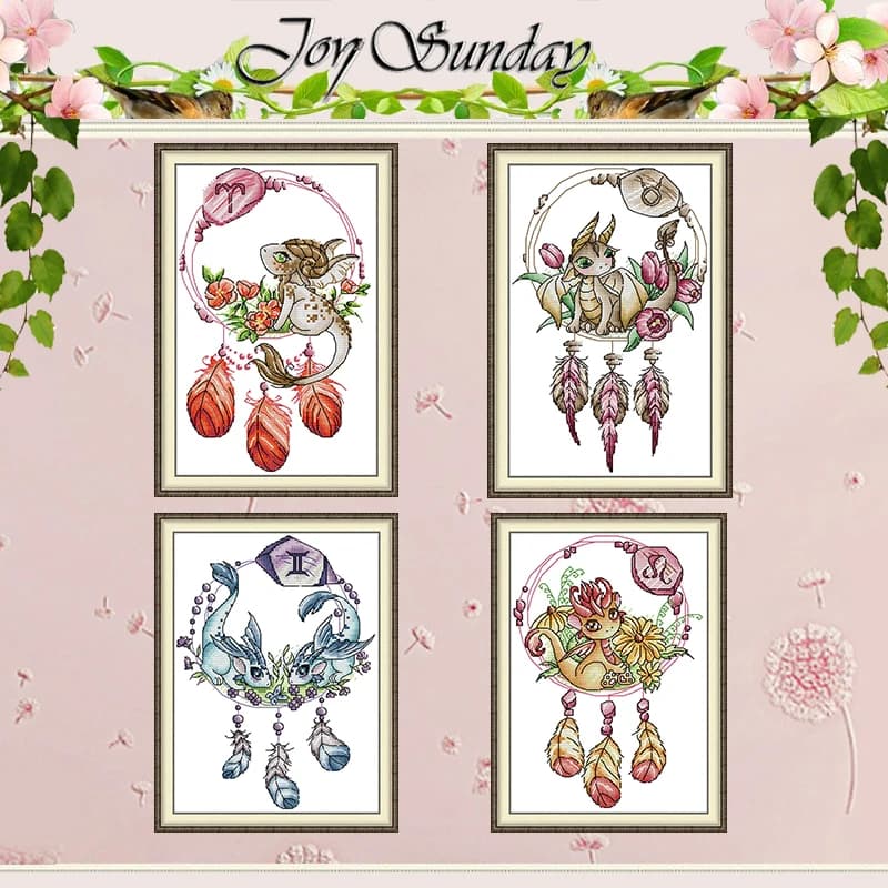 Dragon Dream Catcher Patterns Counted Cross Stitch Set DIY 11CT 14CT 16CT HD Stamped DMC Cross-stitch Kit Embroidery Needlework