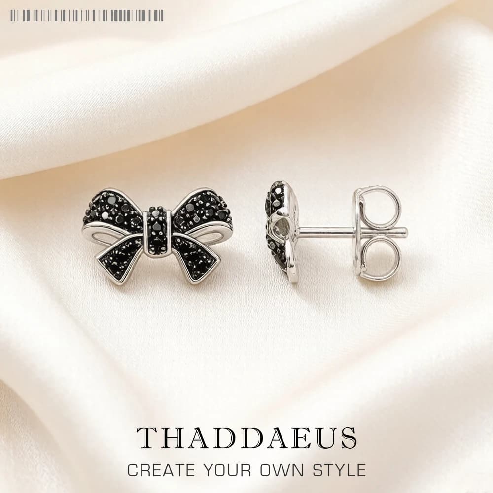 Orecchini a bottone con nodo a fiocco, gioielli In stile europeo Glam Fine per regalo da donna In argento Sterling 925