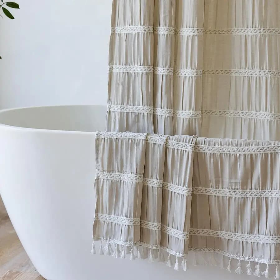 Rustic Fabric Shower Tent, Cotton Mixed Shower Tent Thickness Boho Style for Rustic Bathroom Furniture/Country