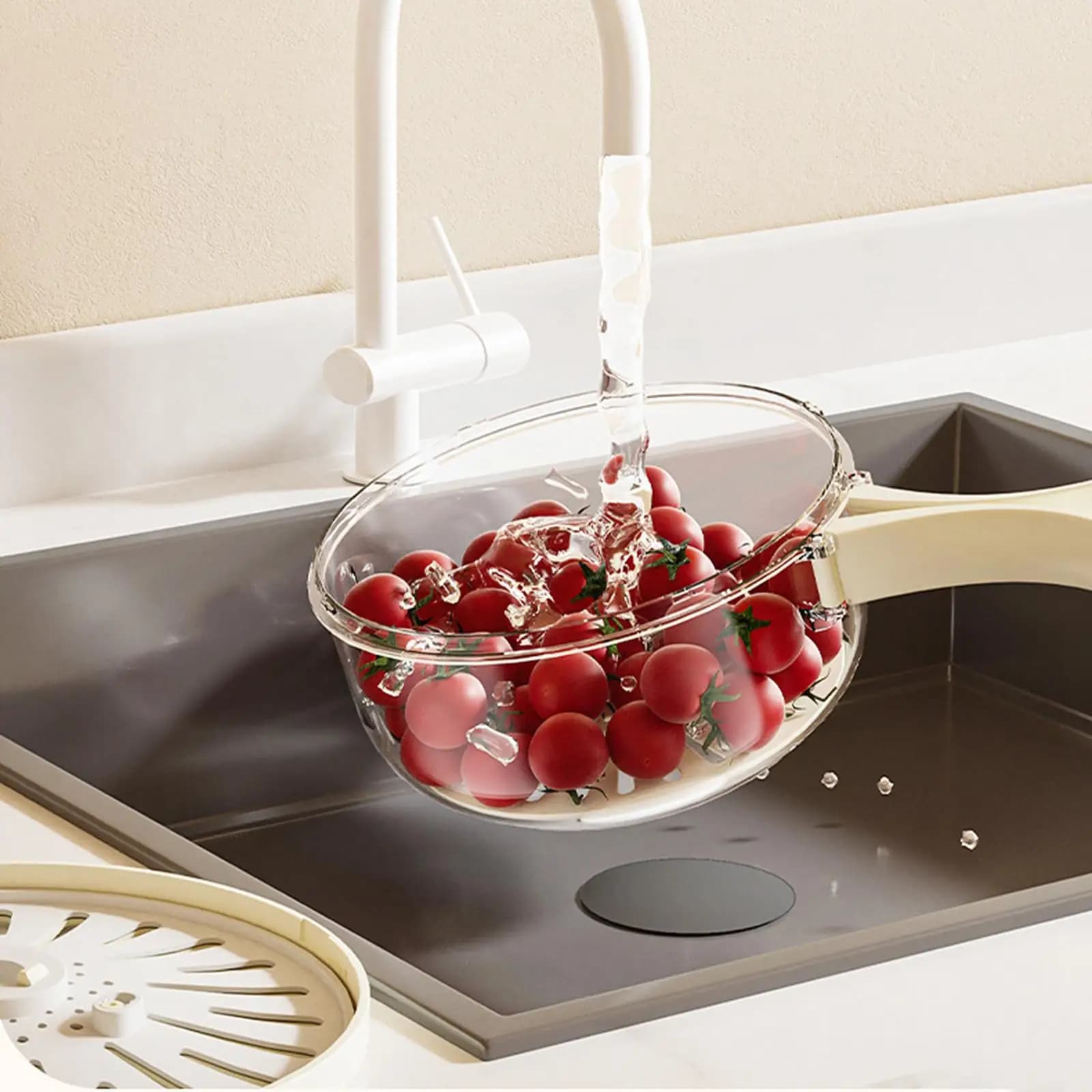 Cestello Scolapiatti Pieghevole in Plastica, Contenitore per Lavaggio Frutta e Verdura, Ideale per Fragole e Uva