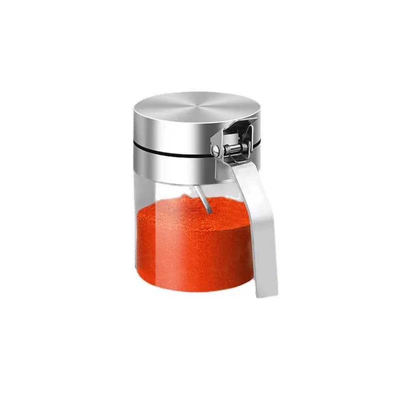 Original High-end Glass Spice Container Set Stainless Steel Salt Pepper Jar Moisture-proof Home Kitchen Storage
