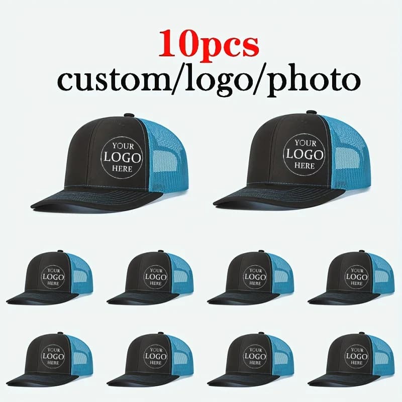 10Packs Custom Baseball Caps with Logo Print - Personalized Trucker Hat for Men Women Brand Design DIY Wholesale