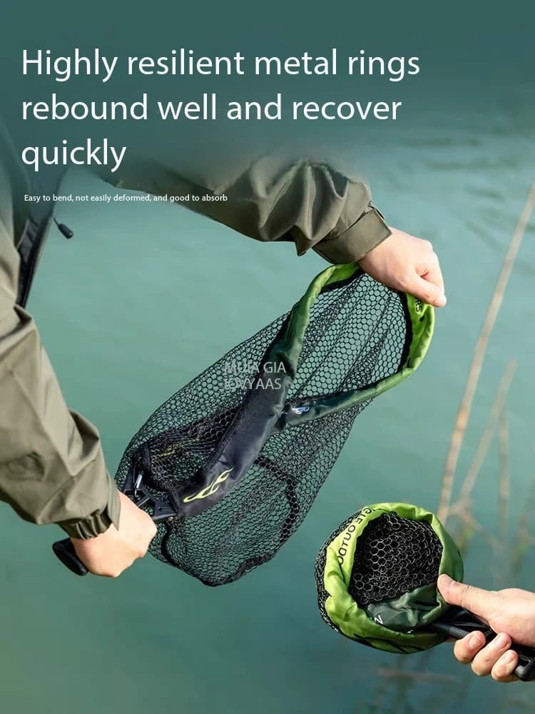 Rete da Pesca Pieghevole in Legno Massello, Portatile, Leggera, Anti-Incaglio, Accessori per la Pesca con Borsa Luya