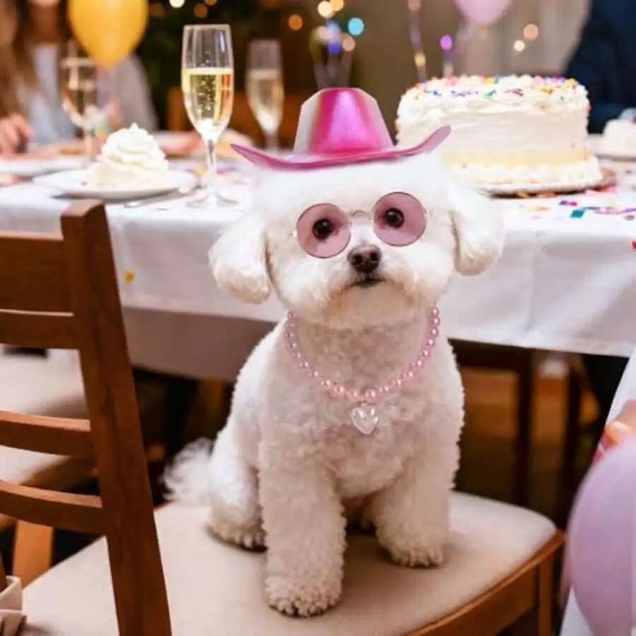 Set di costumi da cowboy per animali domestici con cappello glitterato, occhiali da sole e collana per cani e gatti