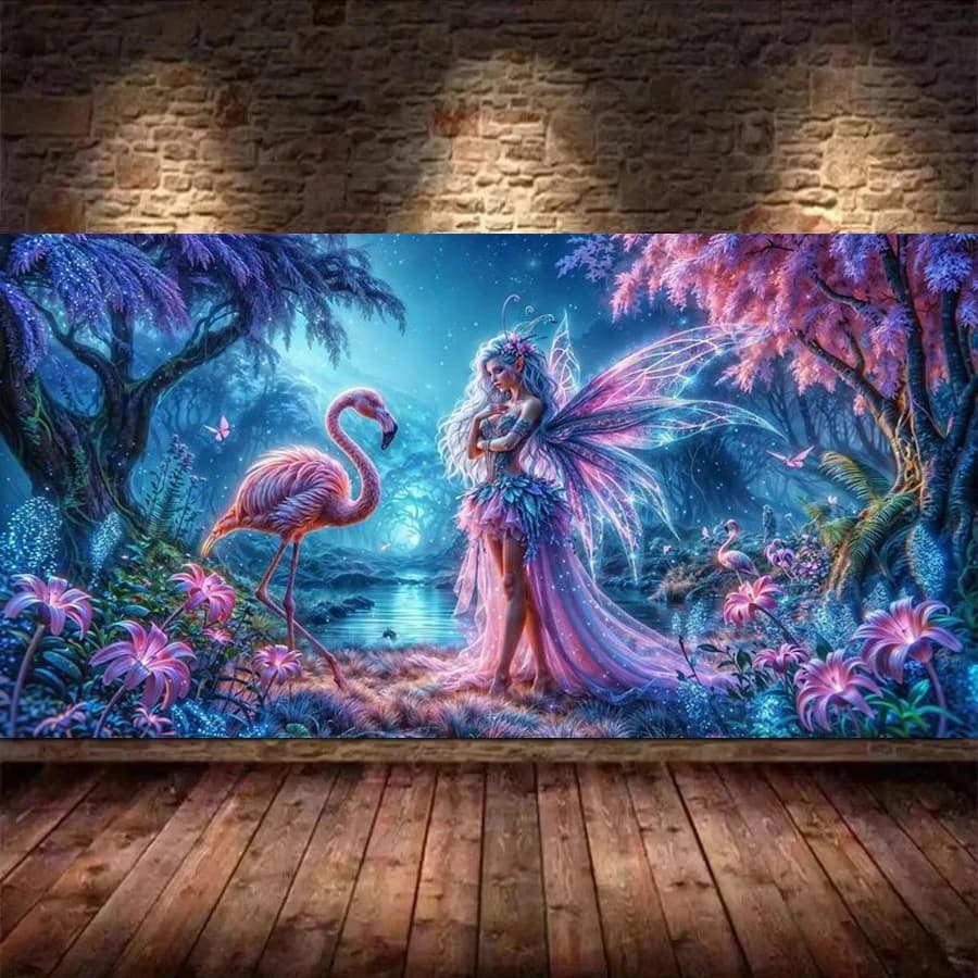 Fenicottero rosa Elfo Pittura diamante fai da te di grandi dimensioni Animali della foresta colorati Uccelli Diamanti pieni Ricamo Immagini Mosaico Arti