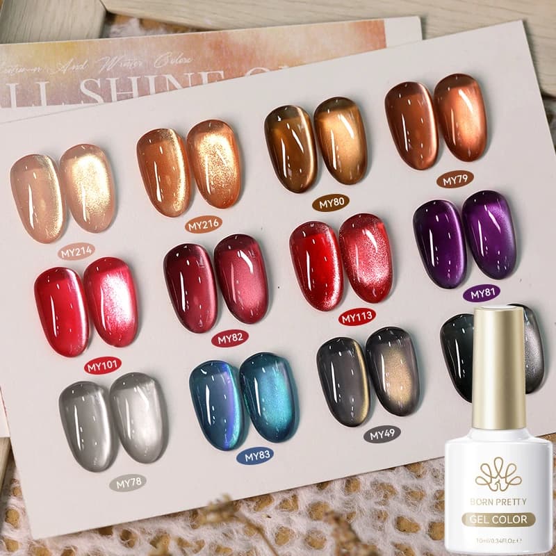 BORN PRETTY 10ml Oro Rosa Perle di vetro Gatto Gel magnetico Gel per occhi Smalto Acqua Luce Glitter Soak Off Vernice UV Unghie artistiche Forniture