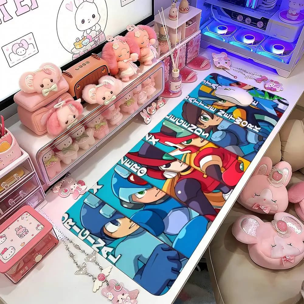 M-Megaman Anime Mouse Pad Gaming Deskmat Sakura Mousepad Anime Office Carpet Gamer Tastiera Scrivanie per computer