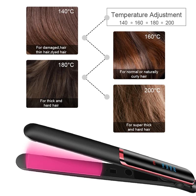Piastra Professionale per Capelli in Ceramica Ionica, Riscaldamento Rapido, Display LCD, Tecnologia a Ioni Negativi