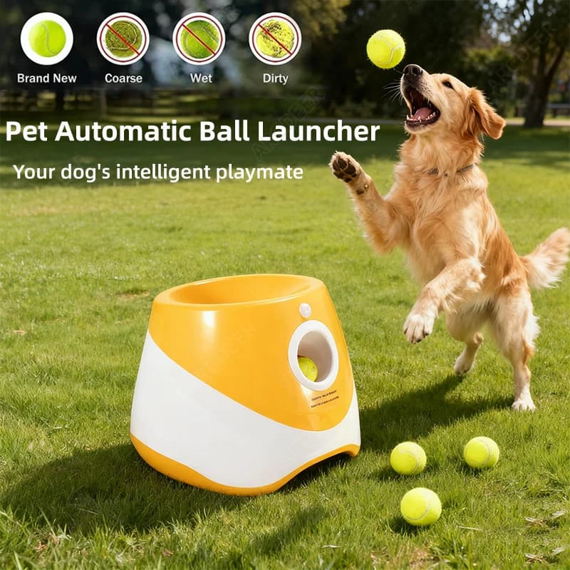 Lanciatore automatico di palline ricaricabile per giocattoli per cani Macchina da tennis a lancio a 3 distanza Palline giocattolo per animali domestici Accessori per cani catapulta