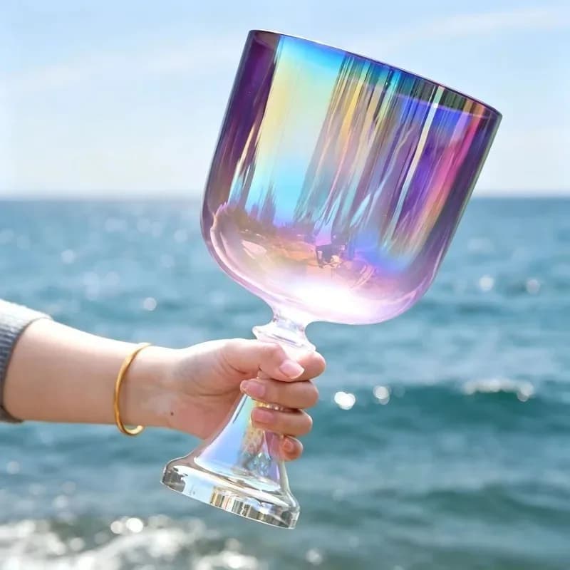 Handheld Crystal Singing Bowl Transparent Sound Bowl Portable Sound Healing Singing Bowls Handmade Outdoor Meditation Bowls