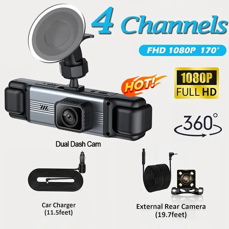 Dash Cam for 3/4 channel DVR 1080P car for revolving front car and night vision video recorder Accessories for cars