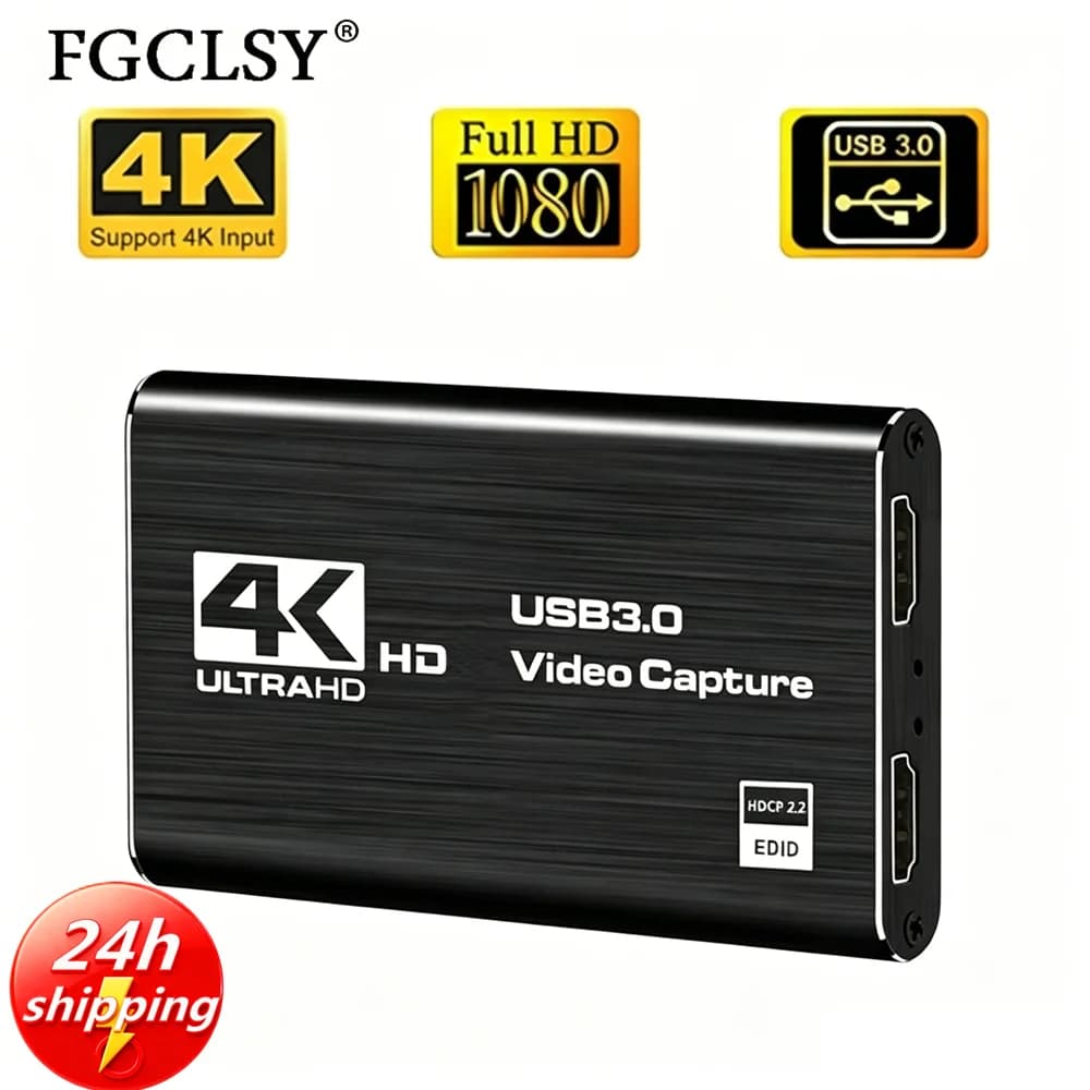 Scheda di acquisizione video 4K HDMI-compatibile a USB 3.0 1080P 60Hz con Loop-Out per PS5, PC, streaming live di giochi, telecamere e trasmissioni OBS
