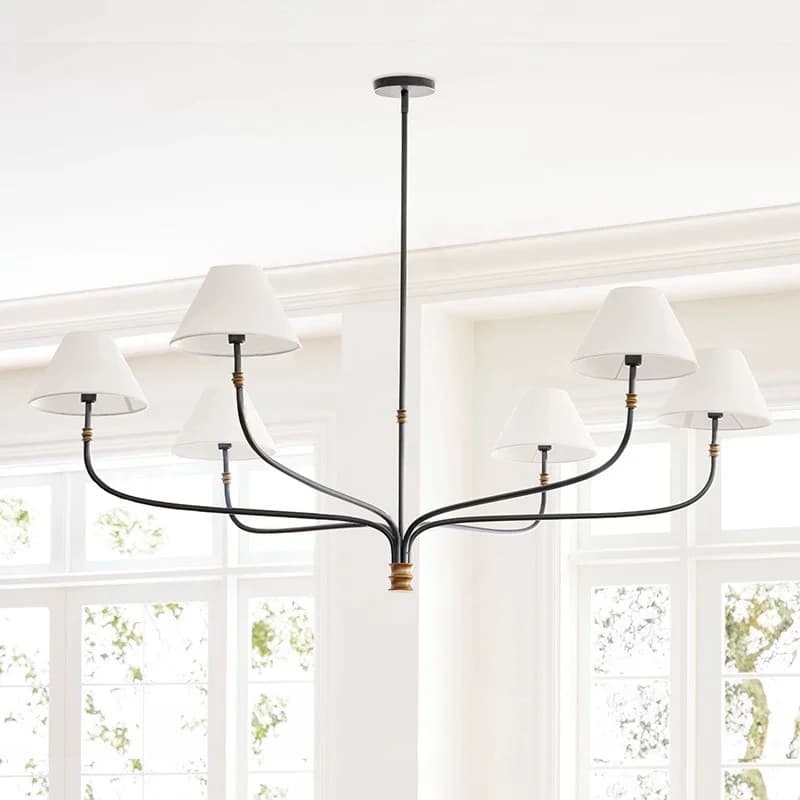 Tavolo francese da pranzo Lampadario Lampada da ramo in tessuto Lampada minimalista Camera da letto Studio Decorazione Illuminazione per interni Lampada a sospensione