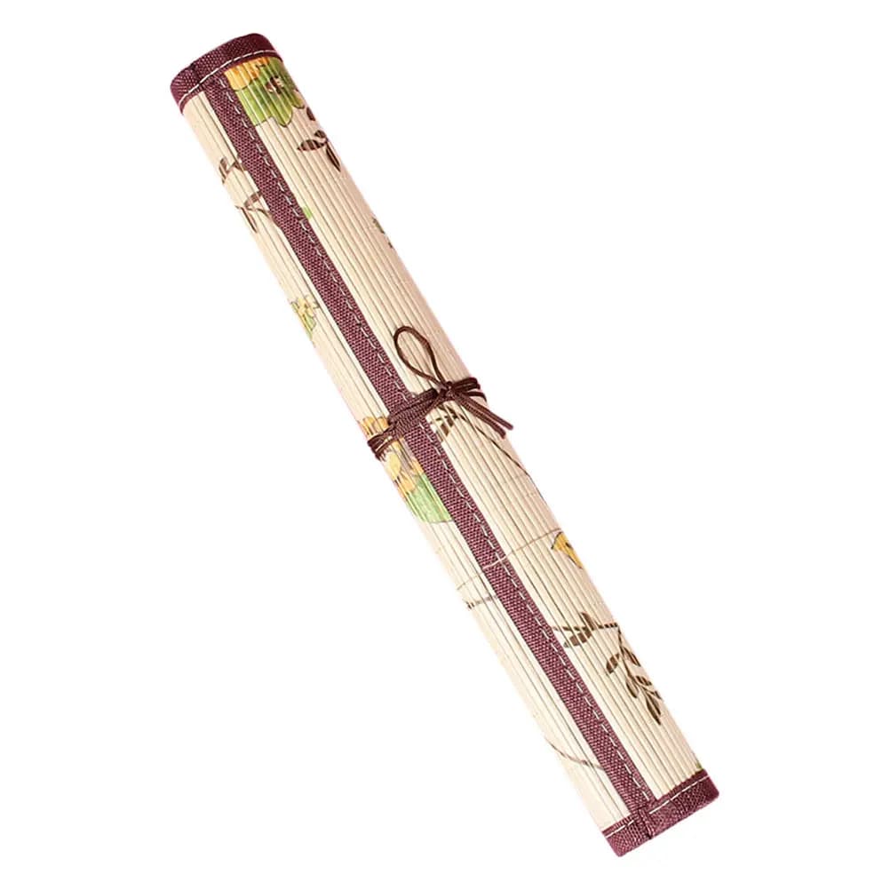 Bamboo Brush Pen Roll Bag Oxford Cloth Art Supplies Organizer for Watercolor Brushes Pens Pencil Wrap Roll Stationery Holder