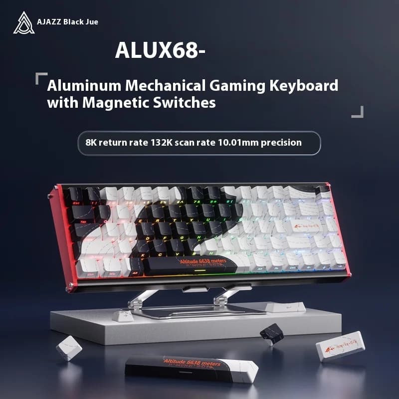 Heijue Alux68 Tastiera meccanica ad asse magnetico Tastiera personalizzata per sport da gioco cablata con linea di contorno CNC interamente in alluminio
