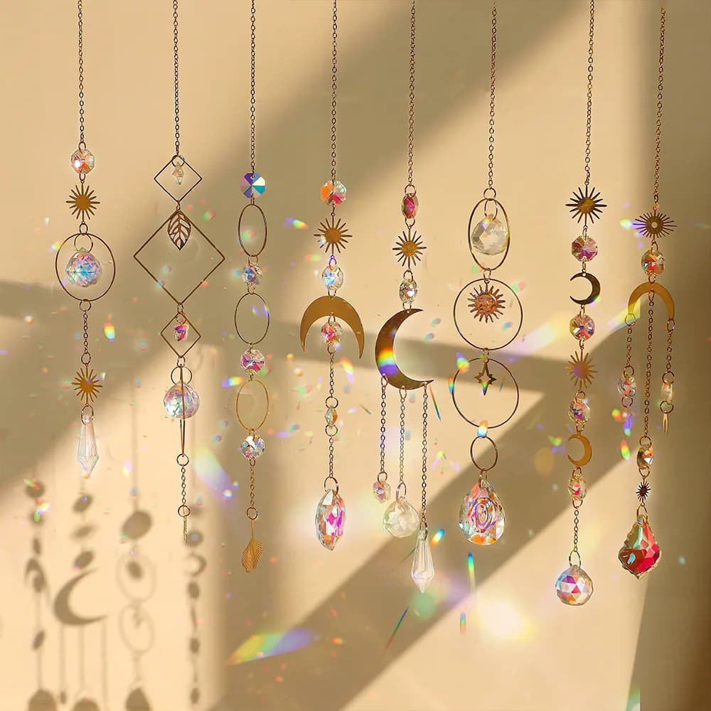 FL sun catcher crystal wind chimes moon wedding decoration garden interior pendant simple wedding decoration