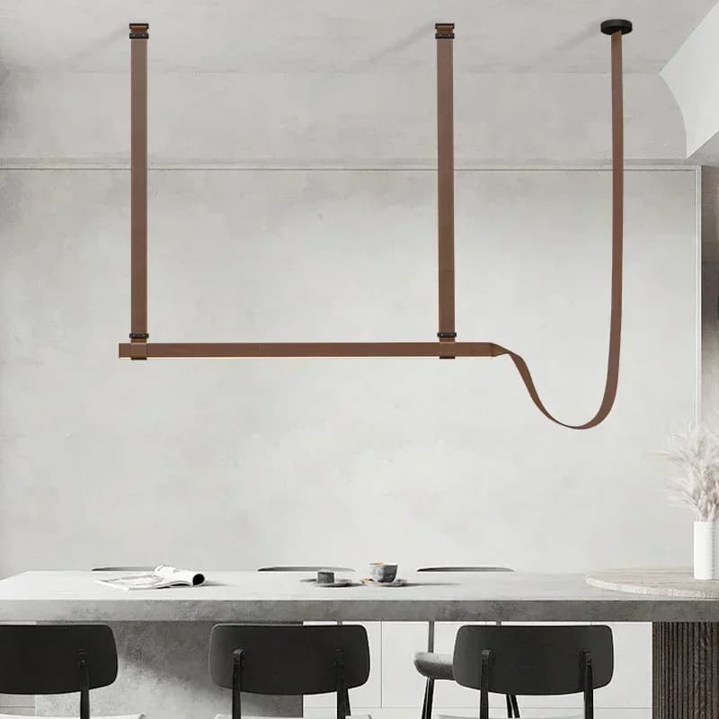 Lampadari a sospensione moderni per la decorazione della casa Lampadari a sospensione in pelle con cintura semplice Lampada a sospensione per ufficio nordico Soggiorno Sala da pranzo