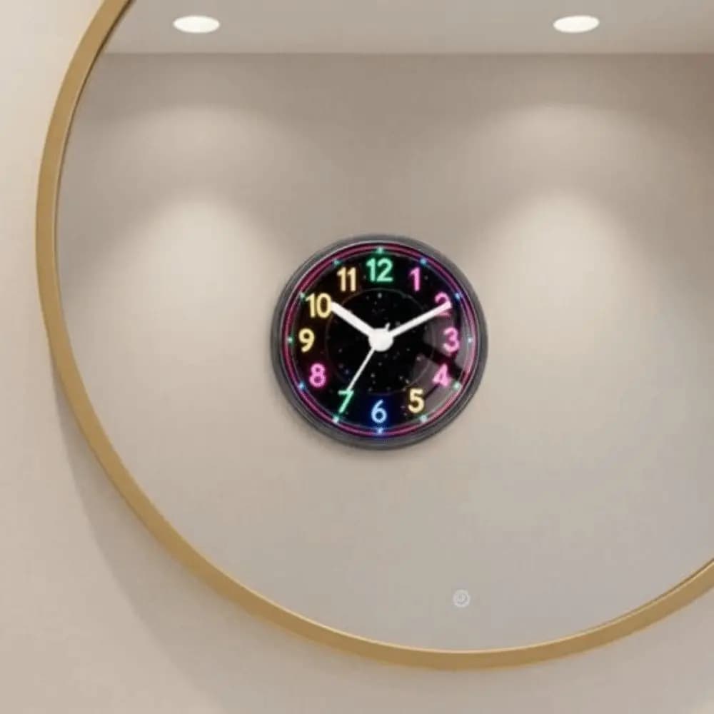 Ergonomic Wall Clock Easy to read with Traction Corda, Anti-fog Suction Cup, Waterproof Bathroom Clock Round Quartz for Bedroom