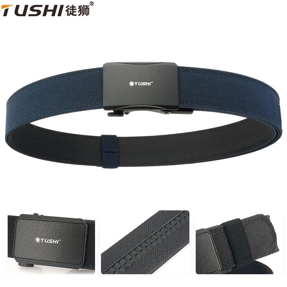 TUSHI Nuova cintura militare da uomo Robusta nylon con fibbia automatica in metallo Cintura da servizio della polizia Cintura tattica da esterno Accessori IPSC