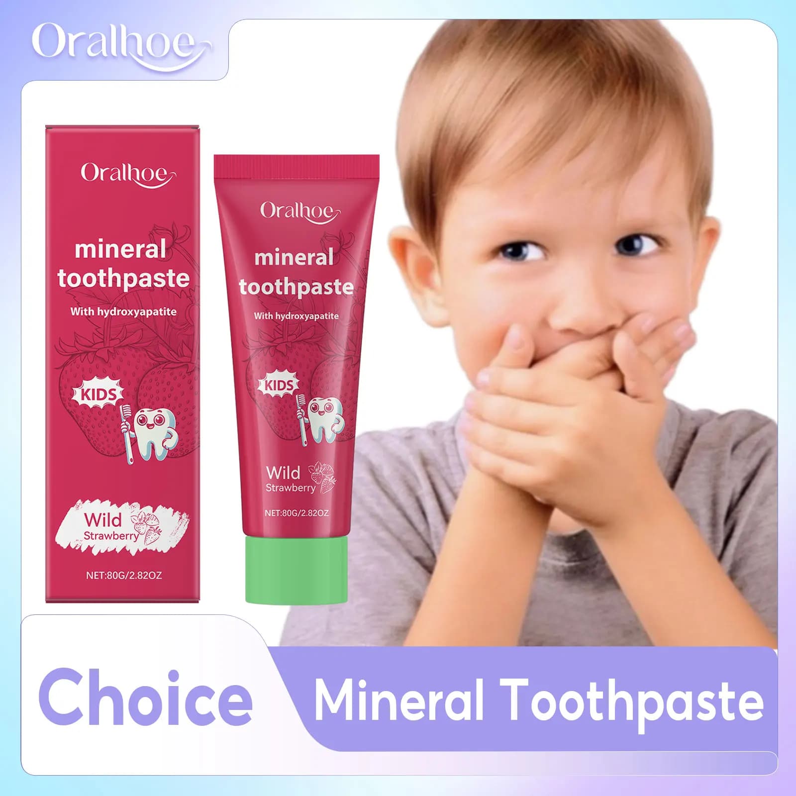 Strawberry baby toothpaste for teeth whitening Interdental deep cleaning Prevent tooth caries Protect toothpaste for polish repair