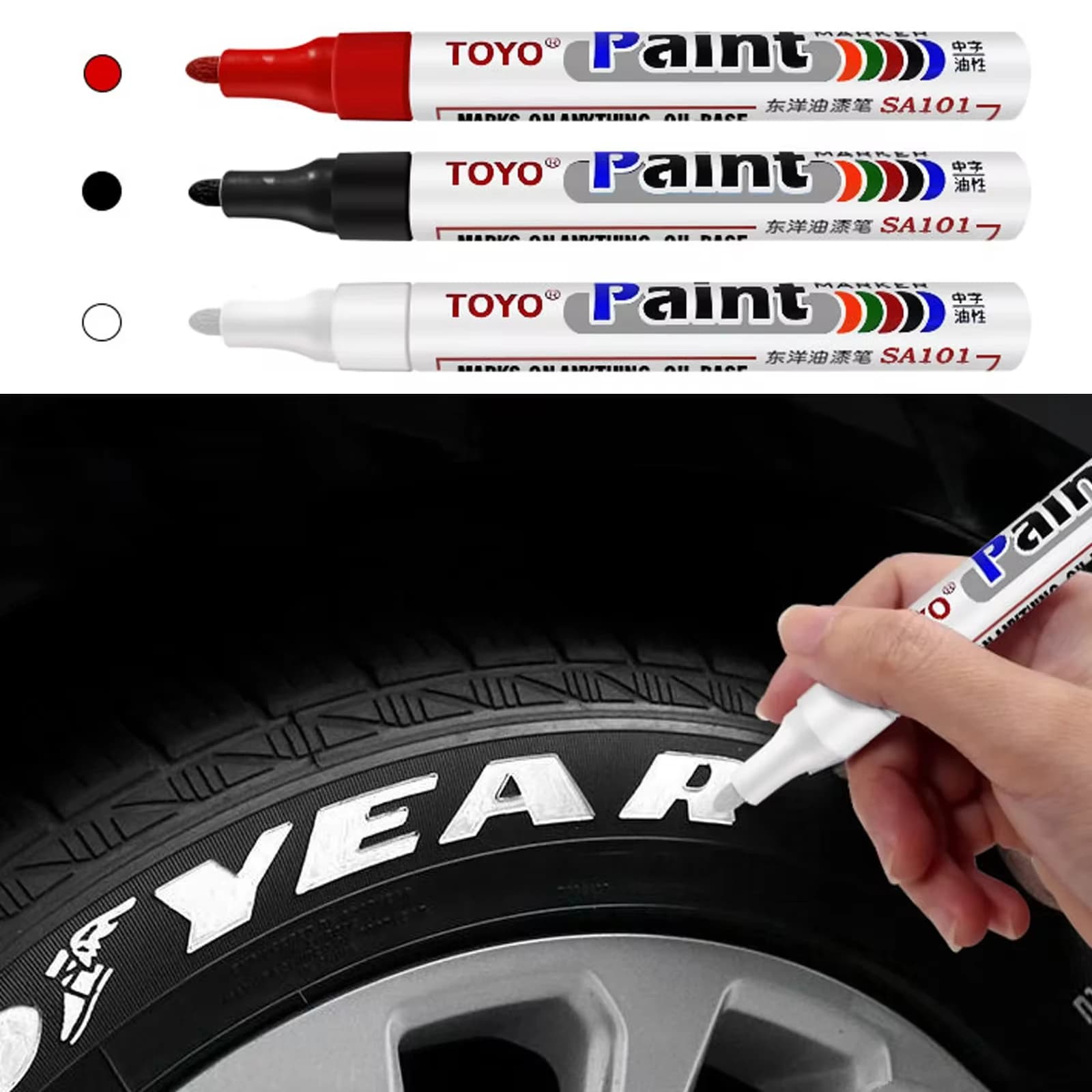White Waterproof Car Tire Paint Pen for Tires Permanent Rubber Tire Pen for Tires Graffiti Retouching for Car Wheels CD Metal