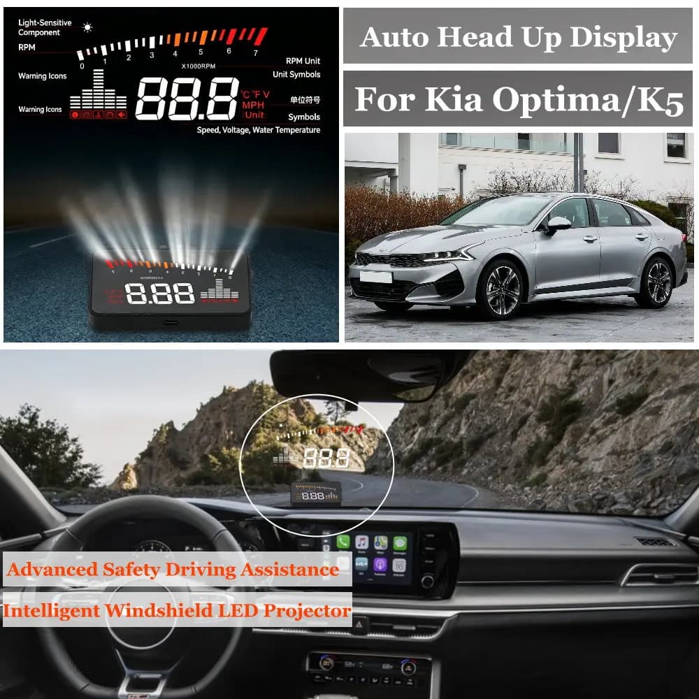 Car Head Up Display For Kia Optima K5 TF JF DL3 2010-2026 AUTO HUD Speedometer Odometer Windshield Projector Accessories