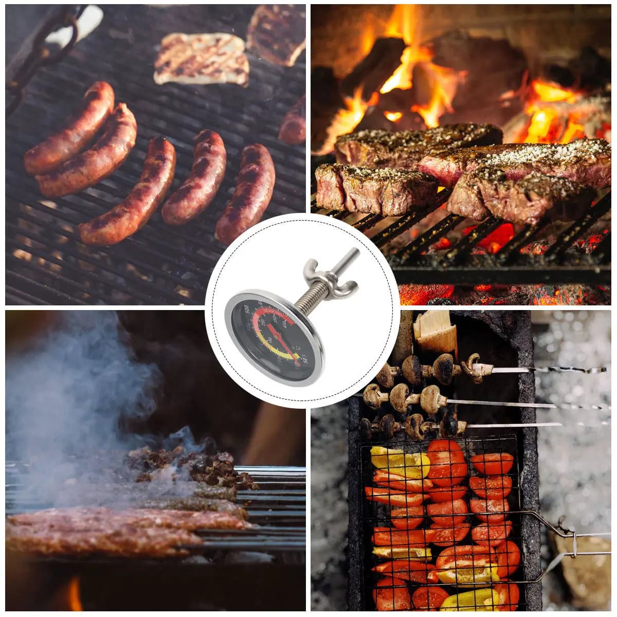 Stainless Steel Thermometer for Food, 1 Piece, for Grill, Oven, Barbecue, Roast, Chicken, Cooking, Black Temperature Probe