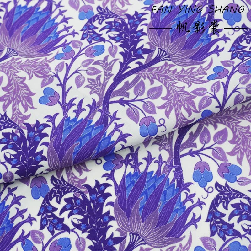 2025 Anemone Viola Stampa Tessuto di Puro Cotone Per La Camicia del Vestito Estivo Telas Por Metros Tissu Au Metre Vestido Tecido Cucito Fai Da Te