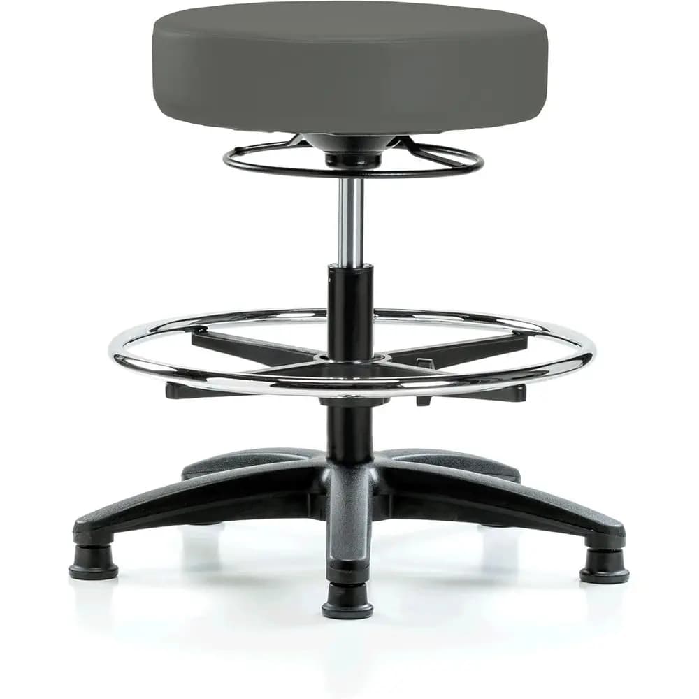 Sgabello regolabile a 360 gradi con poggiapiedi, altezza media 20,5-28, vinile color antracite