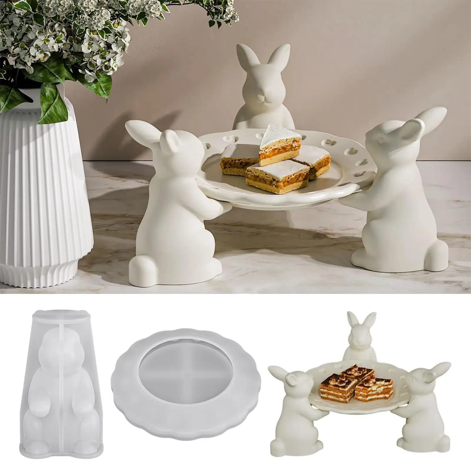 Set di Stampi in Silicone 3D a Forma di Coniglio Pasquale, Stampi Multiuso in Silicone a Forma di Coniglio per Decorazioni Domestiche Fai-da-Te