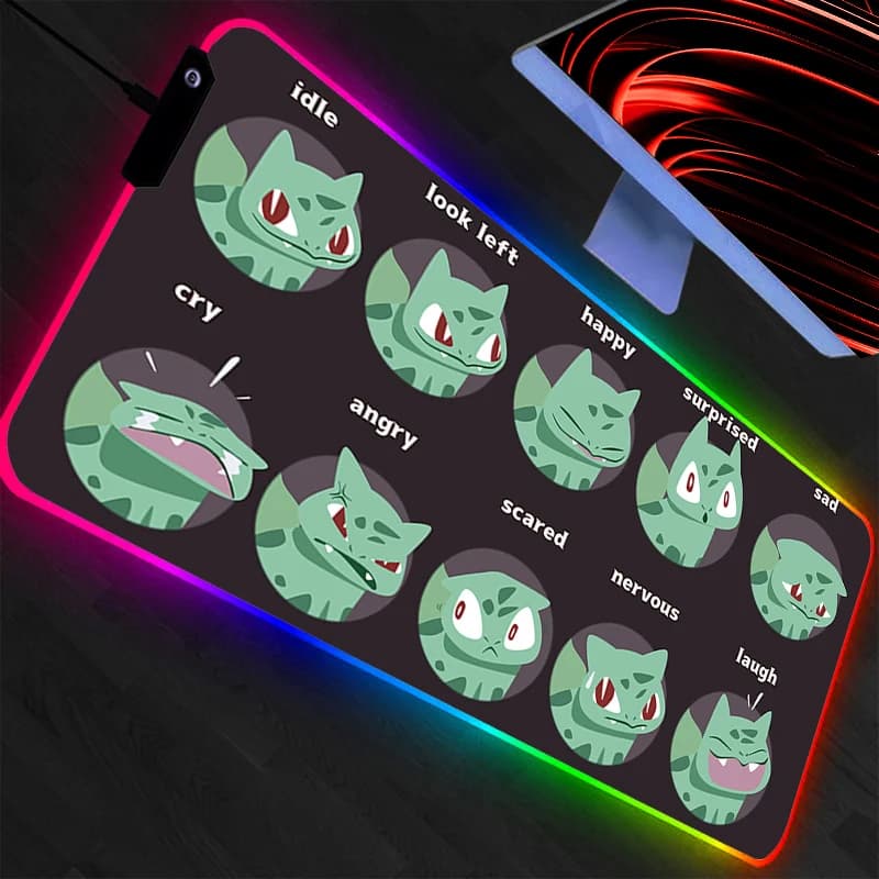 Tappetino per Mouse LED Pokemon Pikachu Grande XXL per Gamer, Tappetino RGB per Tastiera e Scrivania, Retroilluminato per Gaming e Notebook