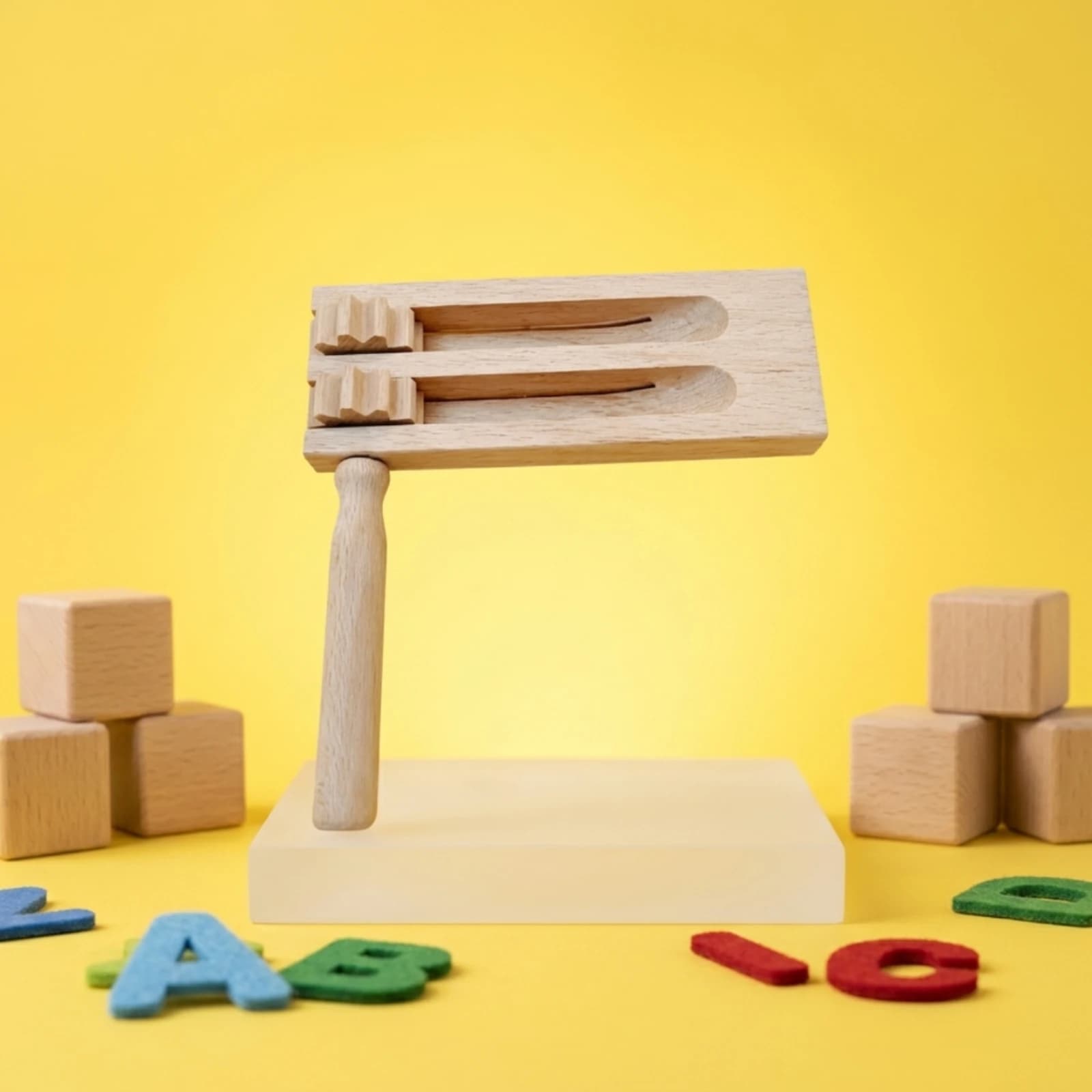 Wood Block with Handle Resonant Wood Block Woodblock Lightweight Percussion Instrument Versatile for Children, Music Lessons