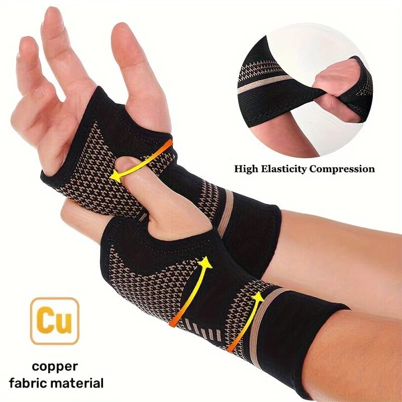 Wrist Support Sleeve Compression Brace with Thumb Opening Breathable Knit Hand Wrap for Sports Fitness Gym Daily Use Black S M L