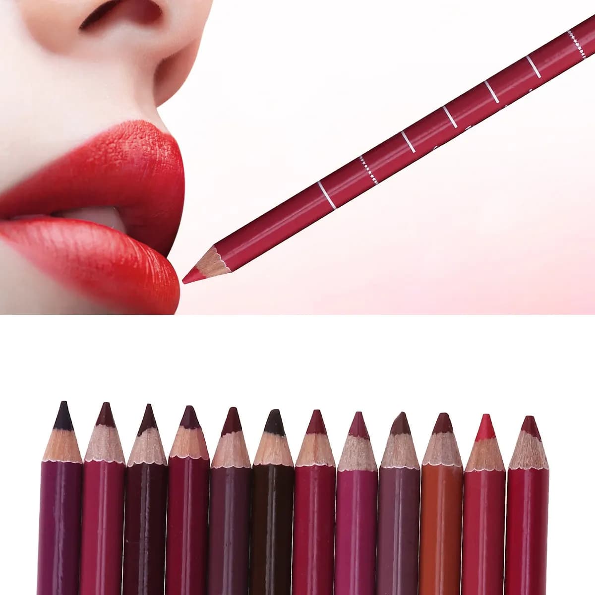 12Pcs Lip Liner Pencils Waterproof Long Wear Formula Prevents Bleeding Lips Makeup Artist Essential Lip Makeup Set