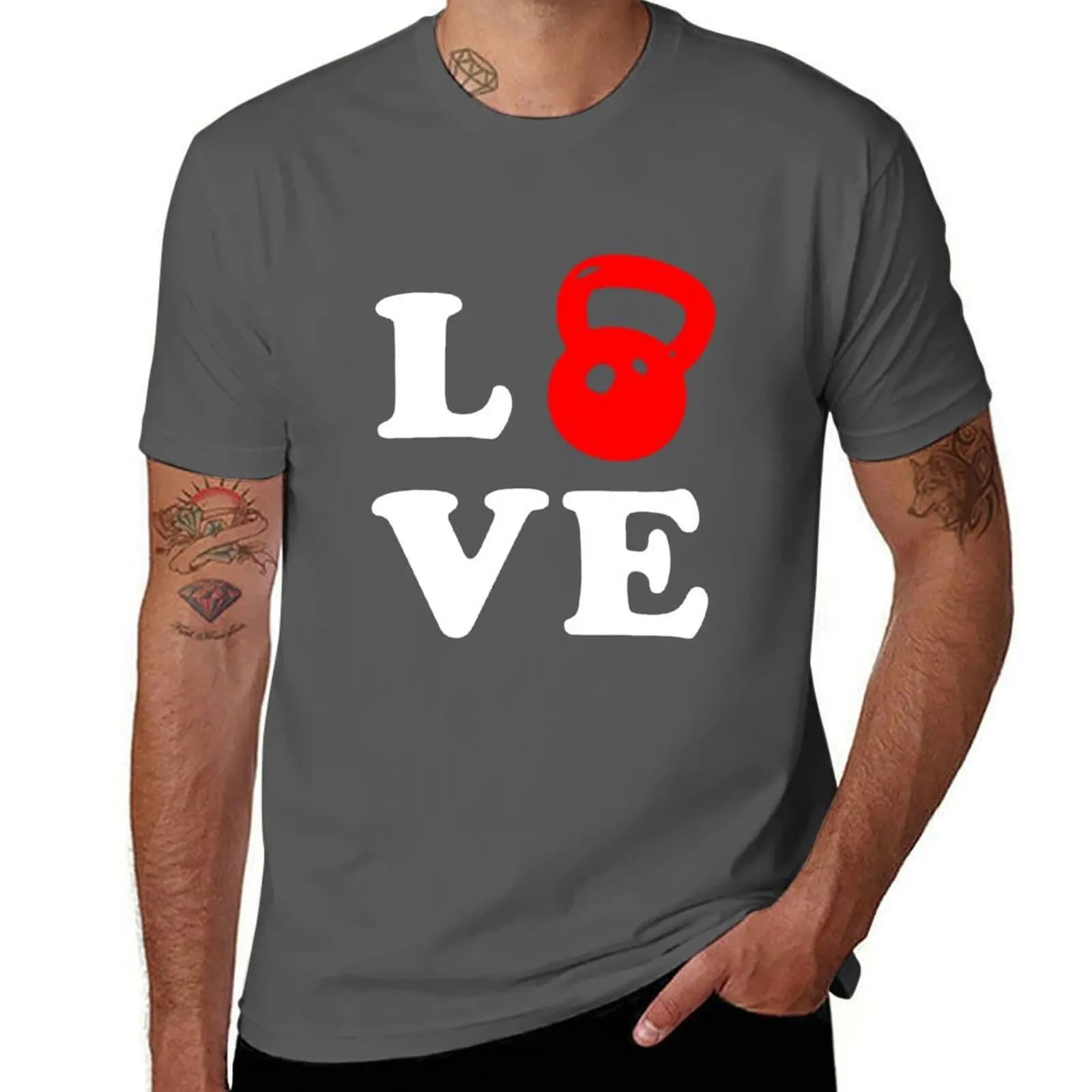 T-shirt Kettlebell Love For Crossfit, maglietta sportiva leggera a maniche corte
