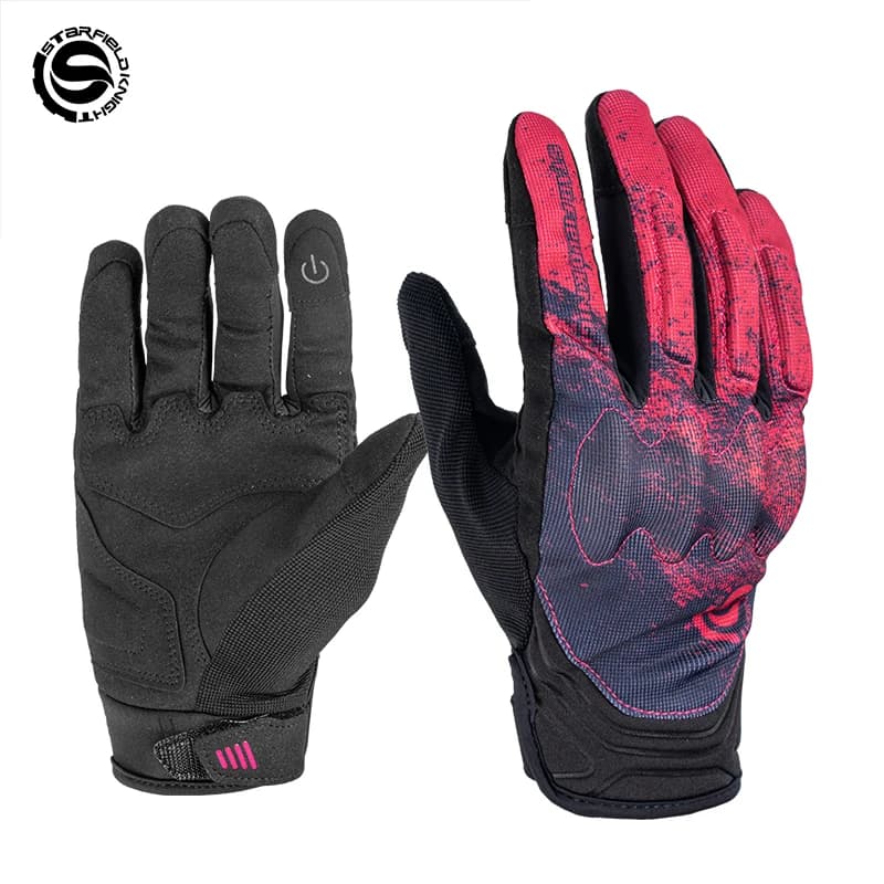 SFK Black-pink Motorcycle Gloves Men Women Summer Riding Gears Cushioning Joint Protection Non-slip Wear-resistant Accessories