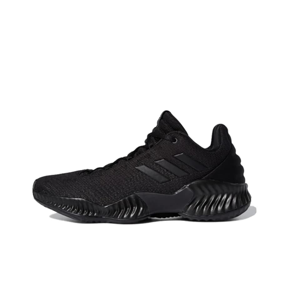 Adidas Pro Bounce 2018 Low Triple Black Lace Up Cushioning Slip Resistant Low top Performance Basketball Shoes Men's FW0905